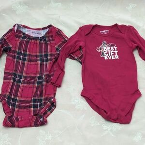 Set Of Two Red Onesies. Best Gift Ever And Buffalo Plaid